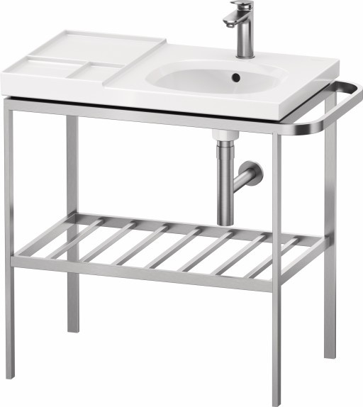 Consola metalica Duravit Aurena pentru lavoar 80x50cm orientare dreapta montaj pe pardoseala inclus portprosop finisaj inox periat