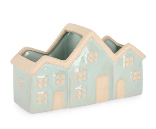 Ghiveci Khloe House, Bizzotto, 23.5x8.6x13.4 cm, portelan, albastru deschis