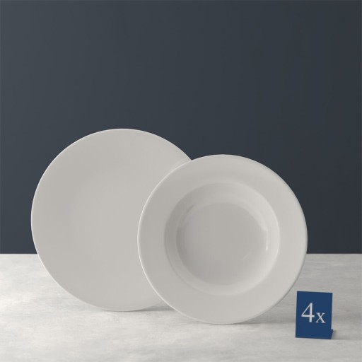 Serviciu de masa 8 piese For Me, Villeroy &amp; Boch, portelan premium, alb/crem