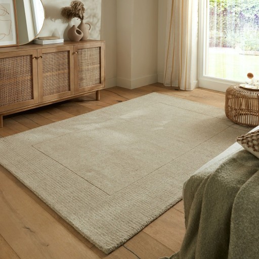 Covor Textured Border, Flair Rugs, 160x230 cm, lana, natural