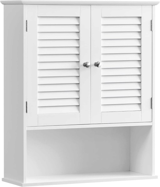 Dulap pentru baie / cabinet de perete Vasagle, 60x20x70 cm, max. 15 kg, MDF, alb