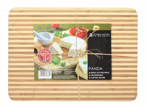 Tocator din bambus Panda Small Stripes, Ambition, 35x25 cm