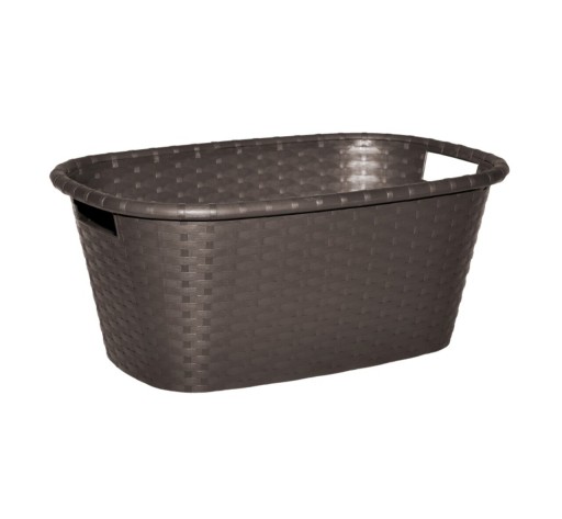 Cos de rufe Rattan, Jotta, 60x40x25 cm, plastic, maro