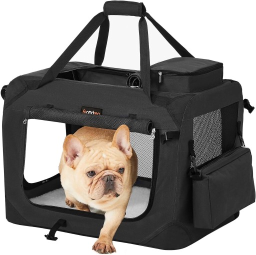 Geanta de transport pentru animale de companie M, Feandrea, max 7-11 kg, 60x42x42 cm, tesatura Oxford/otel, negru