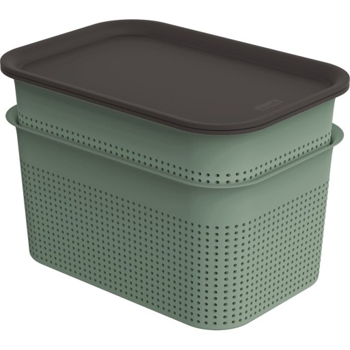 Cutii de depozitare verde 2 buc. din plastic cu capac 18,5x26,5x18 cm Brisen – Rotho