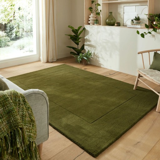 Covor Textured Border Green, Flair Rugs, 200x290 cm, lana, verde