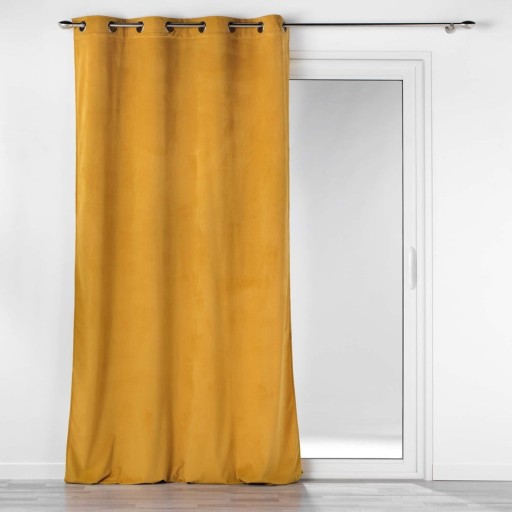 Draperie galbenă din catifea reiată 140x260 cm Casual – douceur d'intérieur