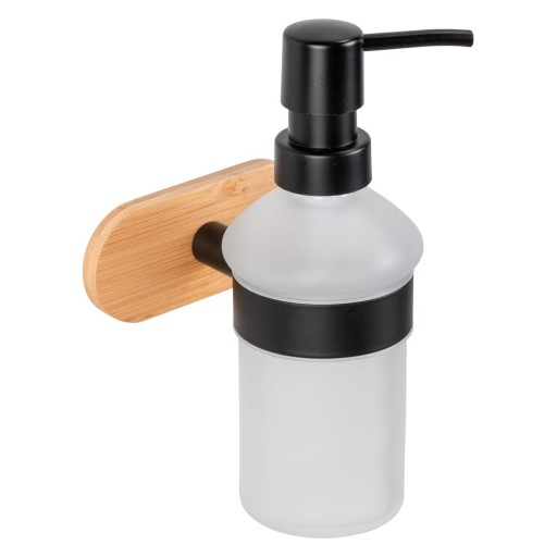 Dozator de săpun lichid negru/în culoare naturală autoadeziv din sticlă 300 ml Orea Bamboo – Wenko