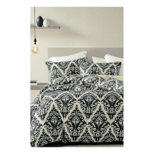 Lenjerie de pat neagră/bej din bumbac ranforcé pentru pat dublu/extinsă cu cearceaf inclus/cu 4 piese 200x220 cm Damask – Mila Home