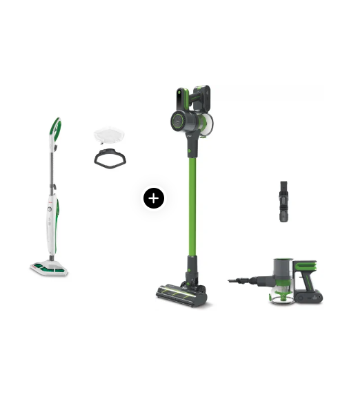 Pachet Curatenie Rapida Casa si Birou - Aspirator Vertical fara Fir Polti Forzaspira D-Power SR500 si Mop cu Abur Polti Vaporetto SV 400 - Copie