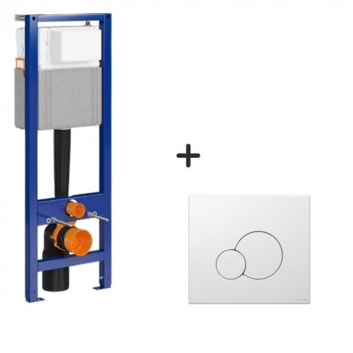 Set rezervor incastrat si clapeta alb mat Cersanit Base Circle