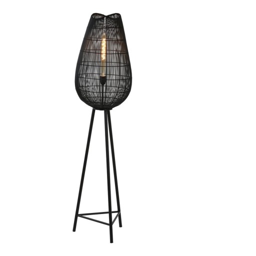 Lampadar negru mat cu abajur din metal (înălțime 145 cm) Yumi – Light & Living