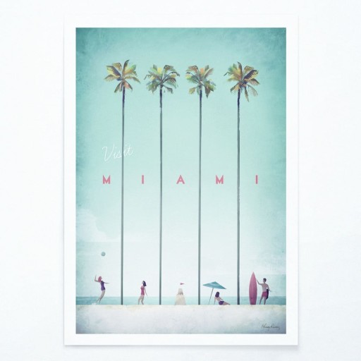 Poster Travelposter Miami, 30 x 40 cm