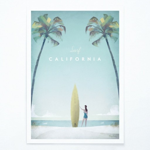 Poster Travelposter California, 30 x 40 cm