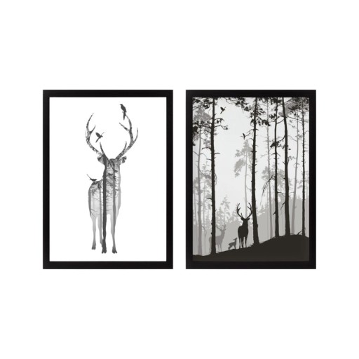 Tablouri 2 buc. 34x44 cm Deer – Wallity