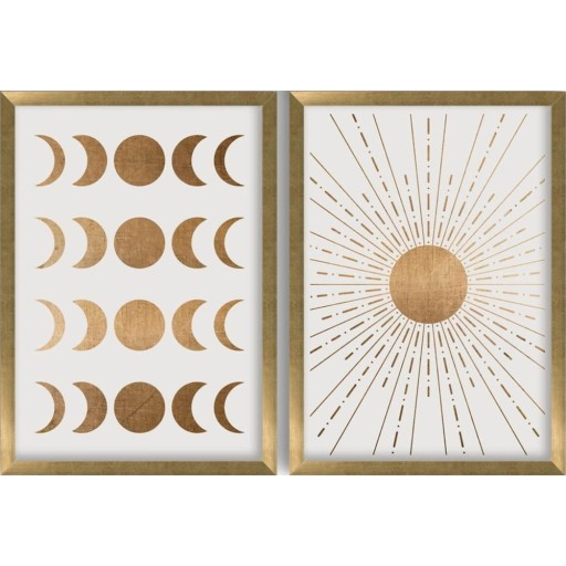 Tablouri 2 buc. 38x53 cm Moon & Sun – Wallity