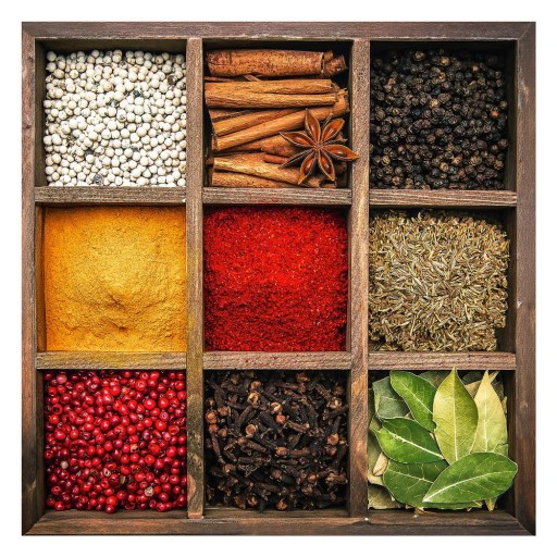 Tablou din sticlă 30x30 cm Spices Box – Styler