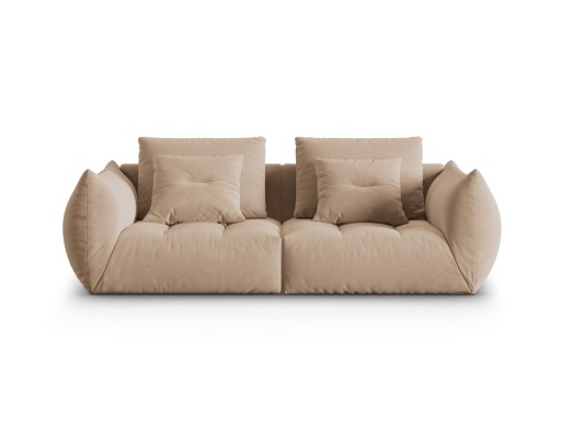 Canapea modulara 3 locuri, Bloom-184, Micadoni Home, 232x106x95 cm, catifea, bej sand