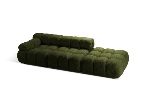 Canapea modulara 4 locuri cotiera stanga, Bellis-213, Micadoni Home, 282x94x70 cm, tesatura boucle, verde