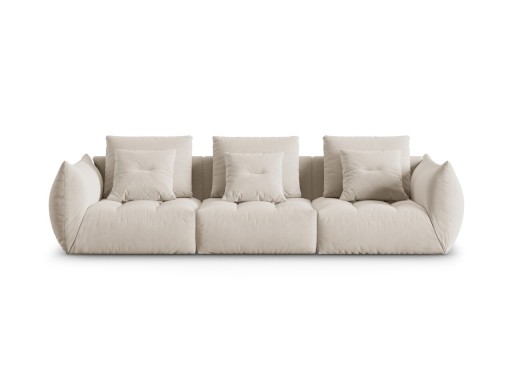 Canapea modulara 4 locuri, Bloom-184, Micadoni Home, 332x106x95 cm, catifea, ecru