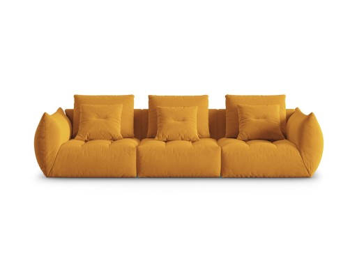 Canapea modulara 4 locuri, Bloom-184, Micadoni Home, 332x106x95 cm, catifea, galben